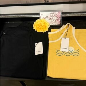 Goodfellow & Co Black Tank Top with Yellow Accent